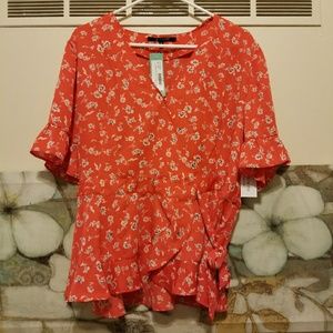 19 Cooper Nicole flutter sleeve wrap blouse NWT XL